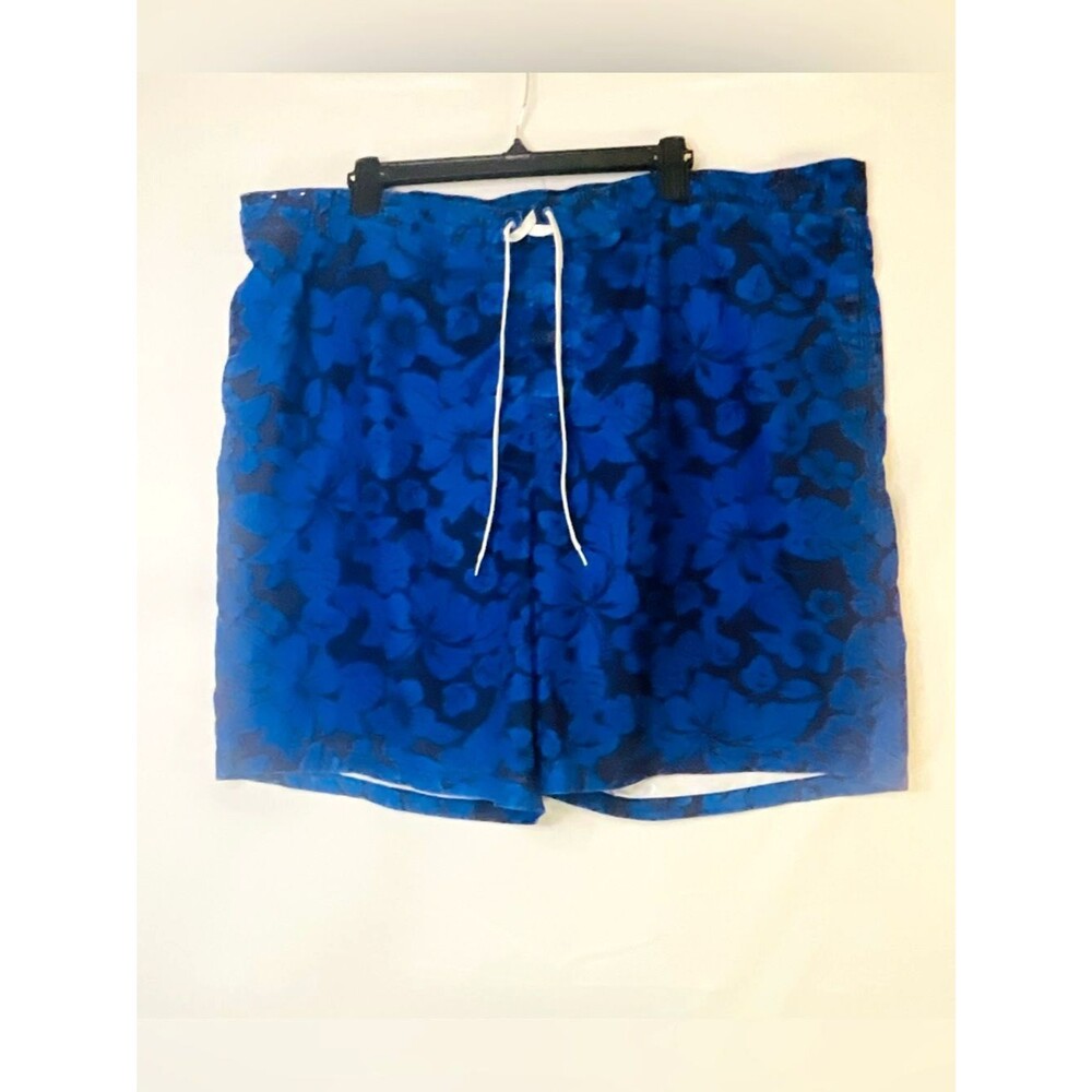 Merona Tropical Floral Boardshorts XXL Blue Hibiscus Swim Trunks Mesh Liner Surf